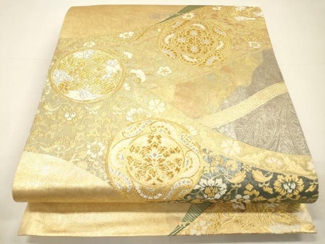 Six-patterned bag obi, elegant specialty, gold and silver
