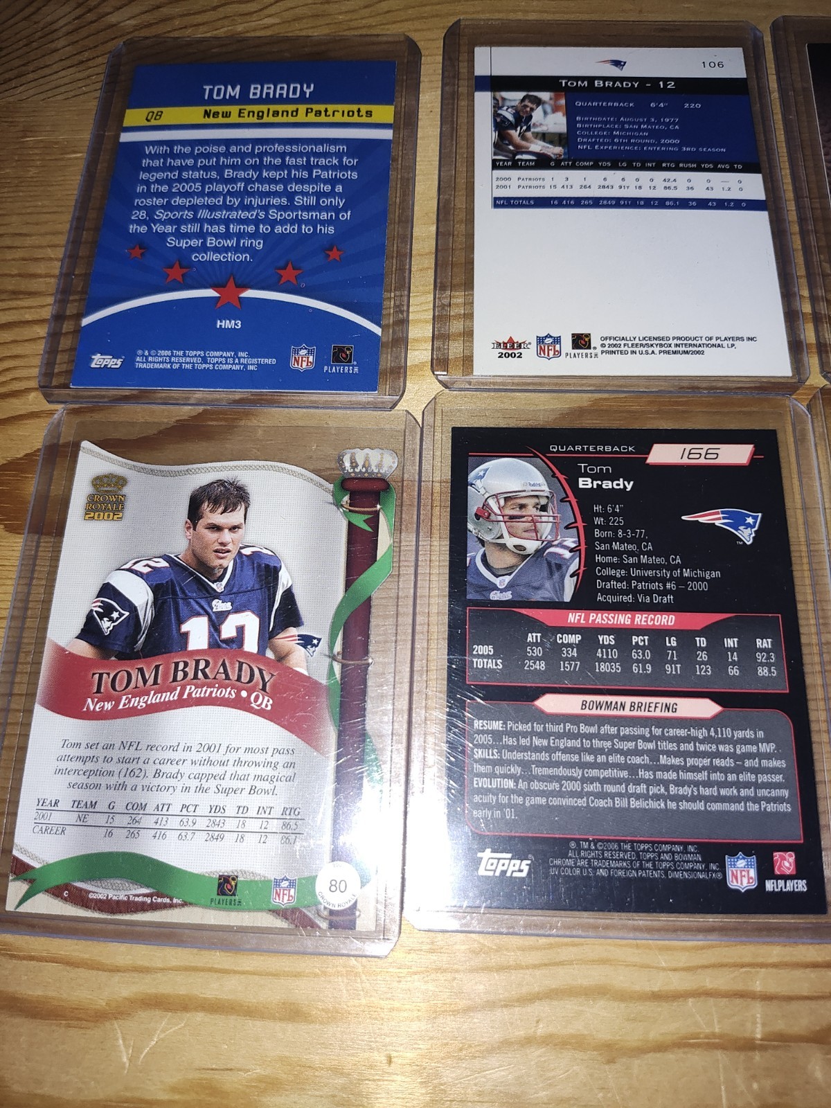 Tom Brady- 6 Card Deal-Get Cards Shown-All Mint–Topps, Fleer & More !!