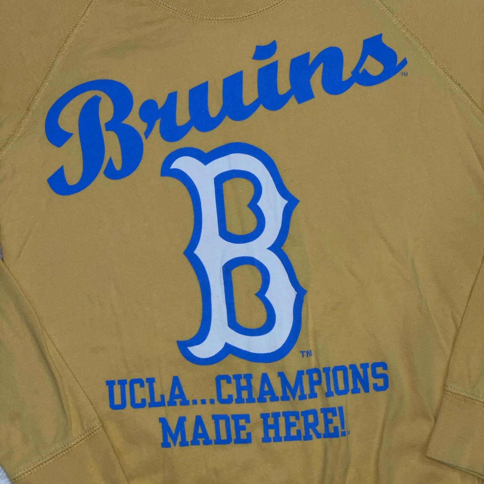 UCLA Bruins NCAA Champions Made Here Yellow Long Sleeve T-Shirt Women’s Size S