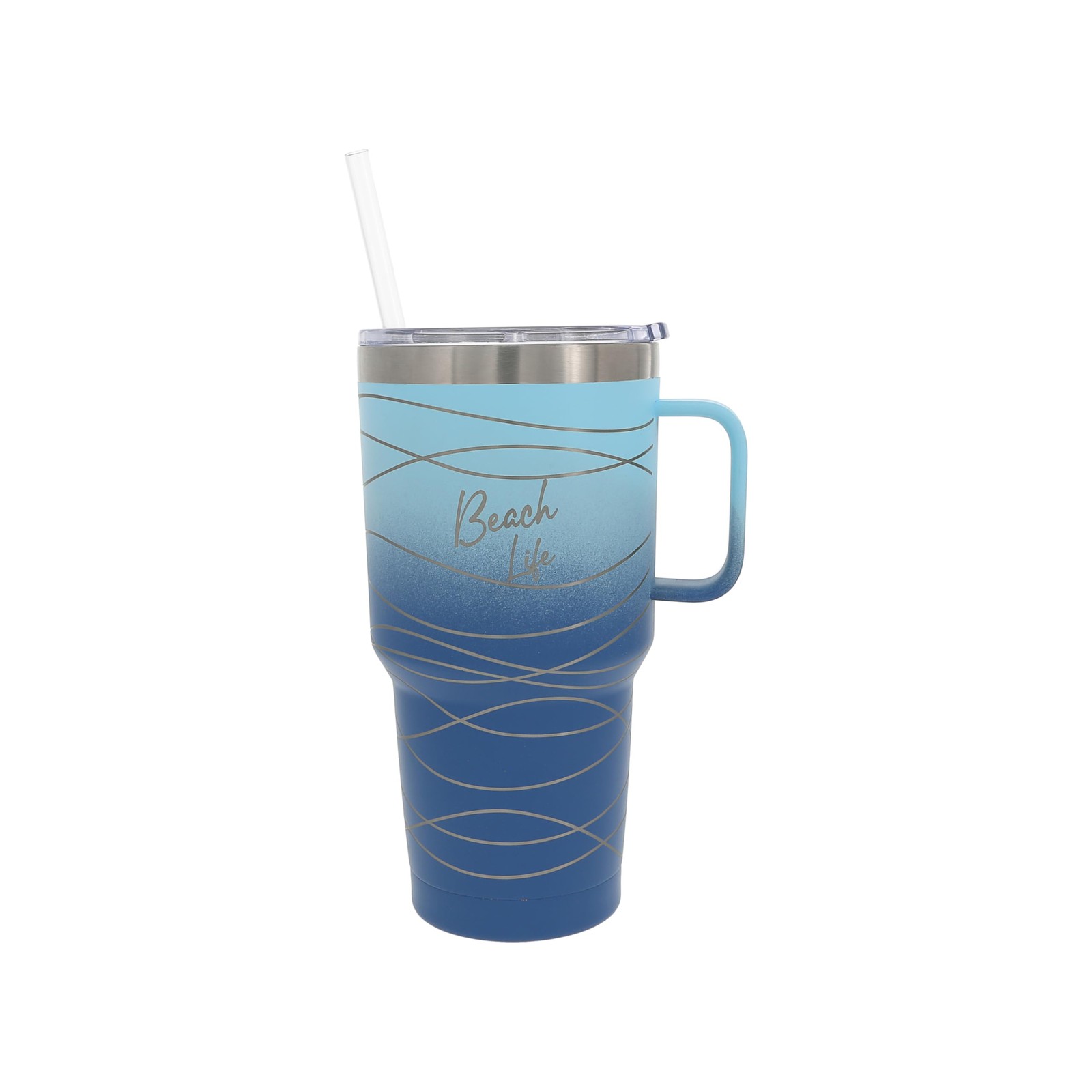 Pavilion Beach Life 30oz Ombre Stainless Tumbler Straw Handle Mug