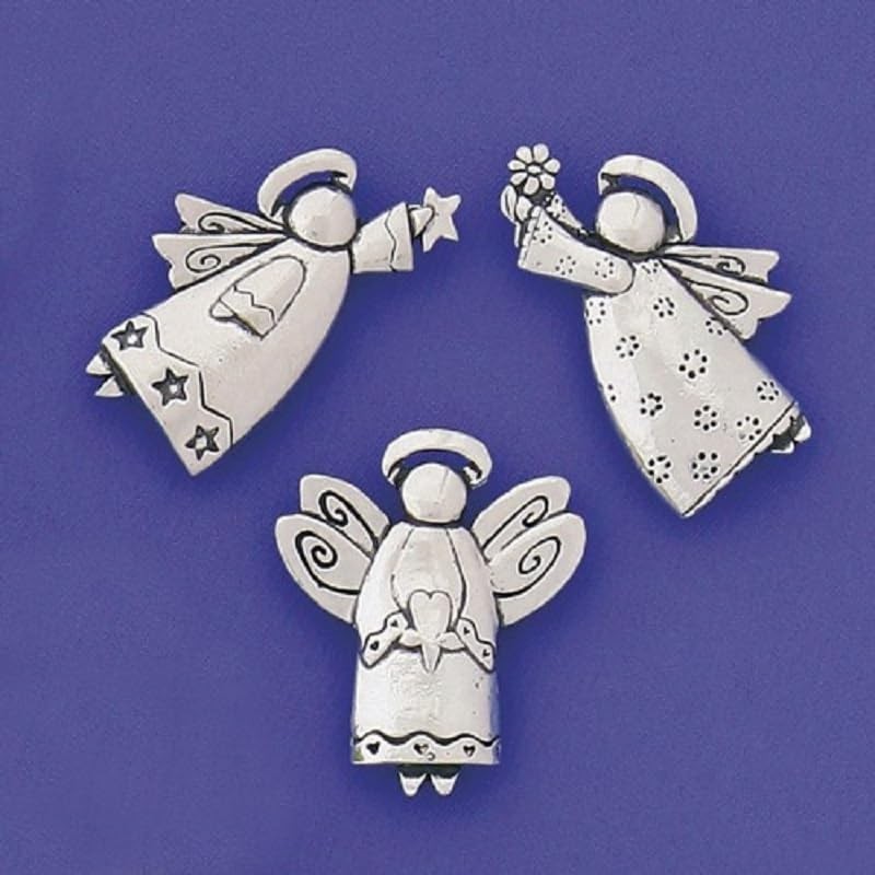 Basic Spirit Angels Medium Pewter Magnet Set for Kitchen Office Home Gift