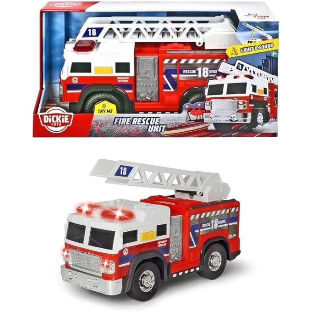 Dickies Fire Rescue Toy Vehicle, 15.5″, Light & Sound, Fire Truck