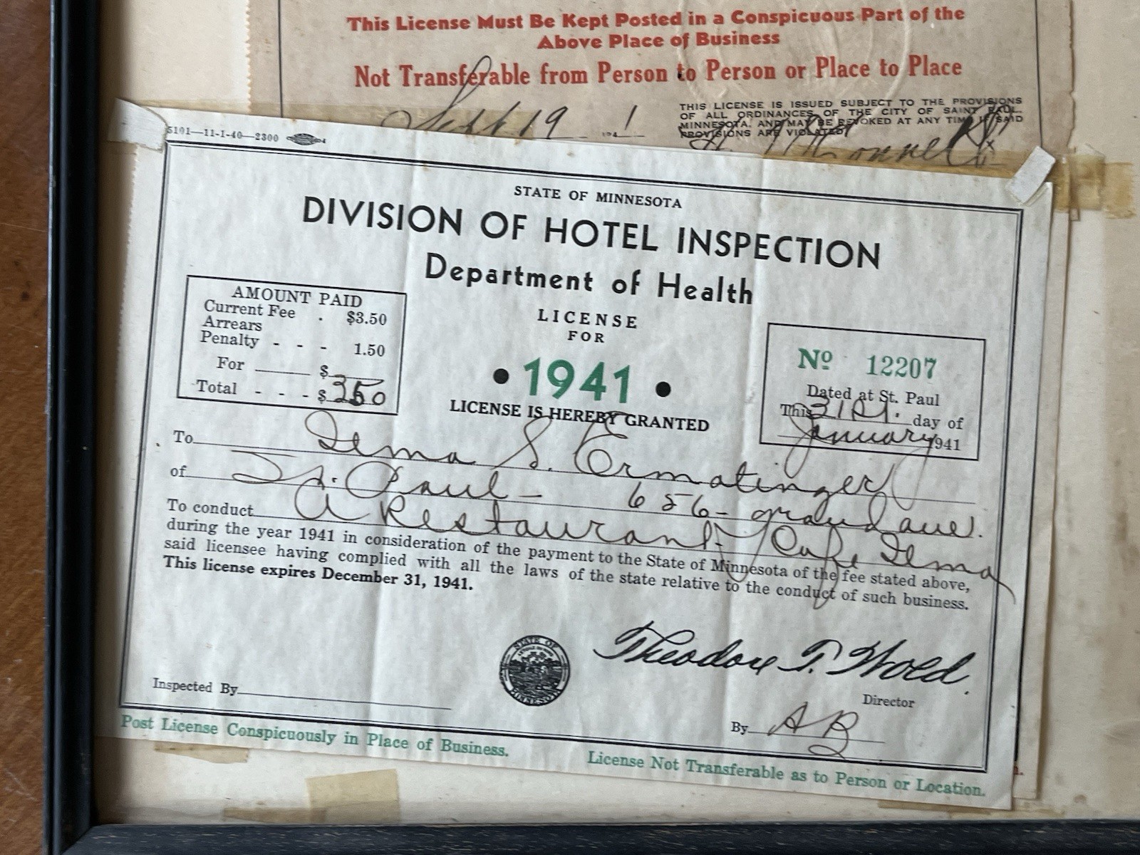Vintage 1940-1941 St Paul Minnesota License Set Cigarette Milk Health Restaurant