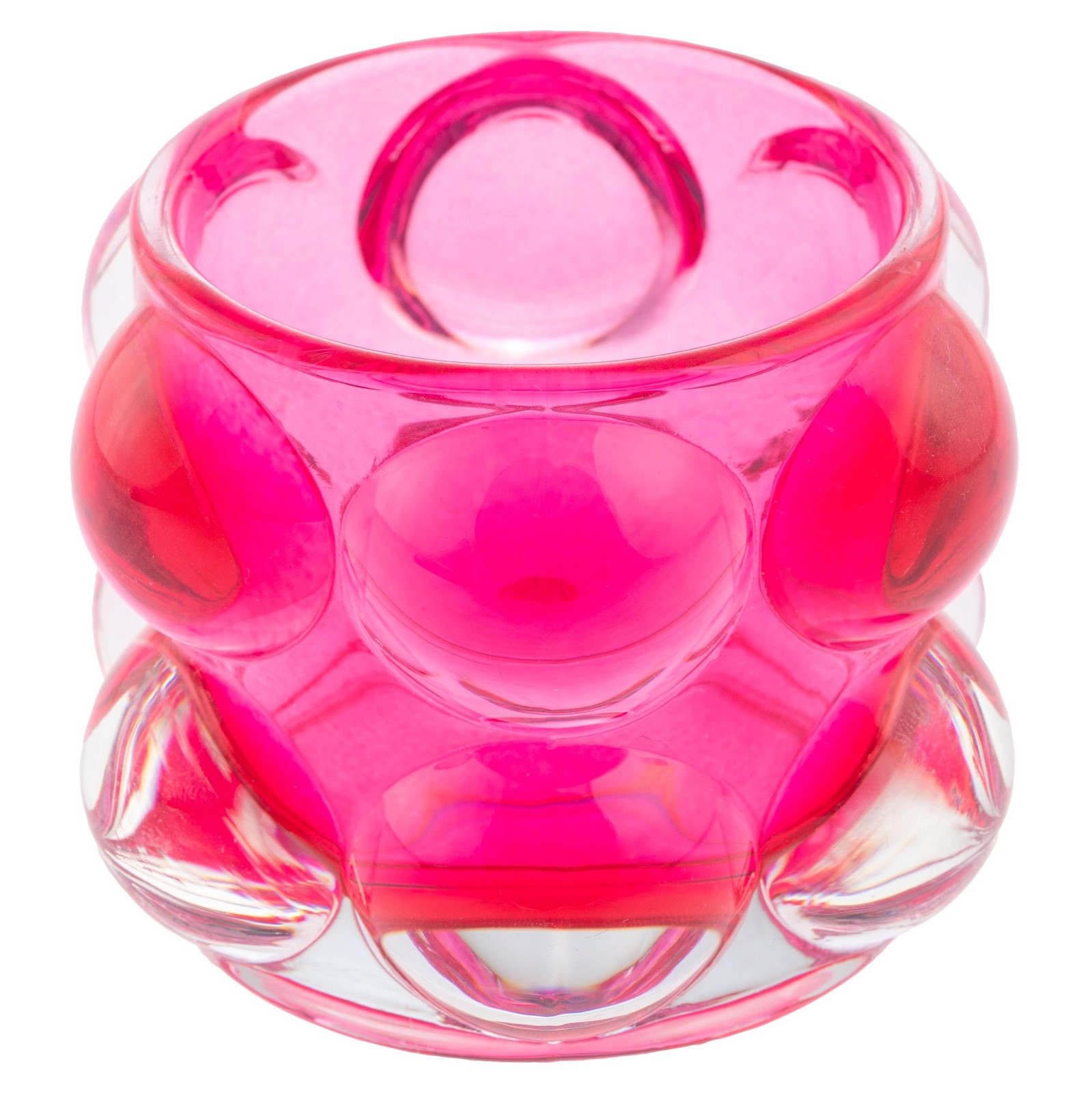 Karma Lucia Hobnail Short Votive Glass Candle Holder Hot Pink Decor
