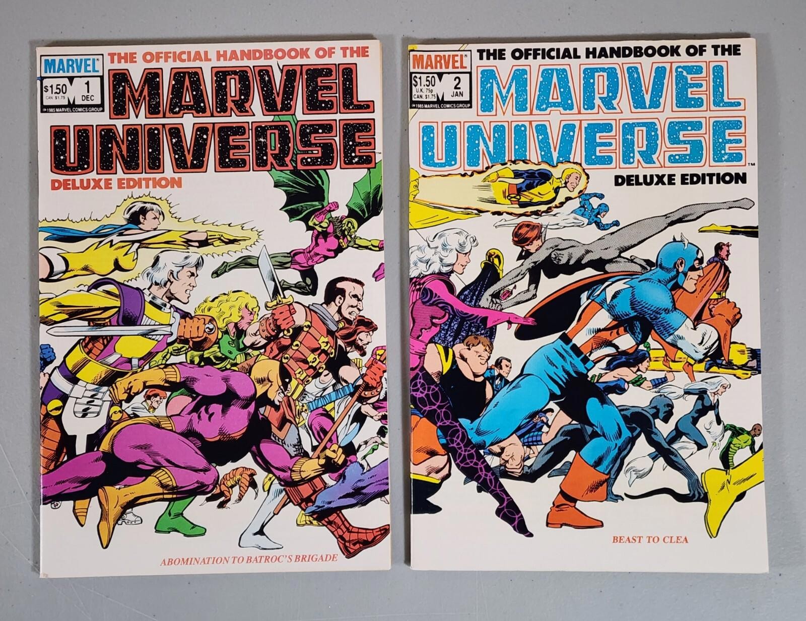 OFFICIAL HANDBOOK OF THE MARVEL UNIVERSE DELUXE EDITION #1 & 2 NM
