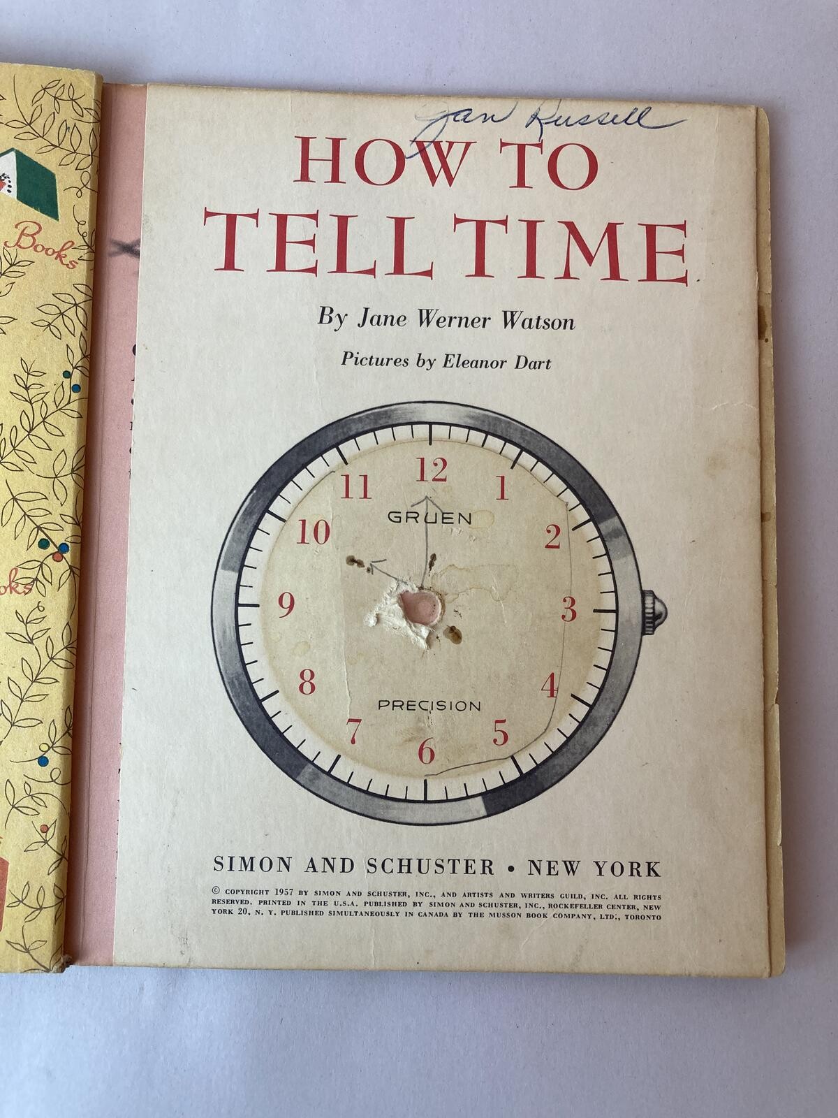 Little Golden Book How to Tell Time 1957 Simon Schuster Hardcover