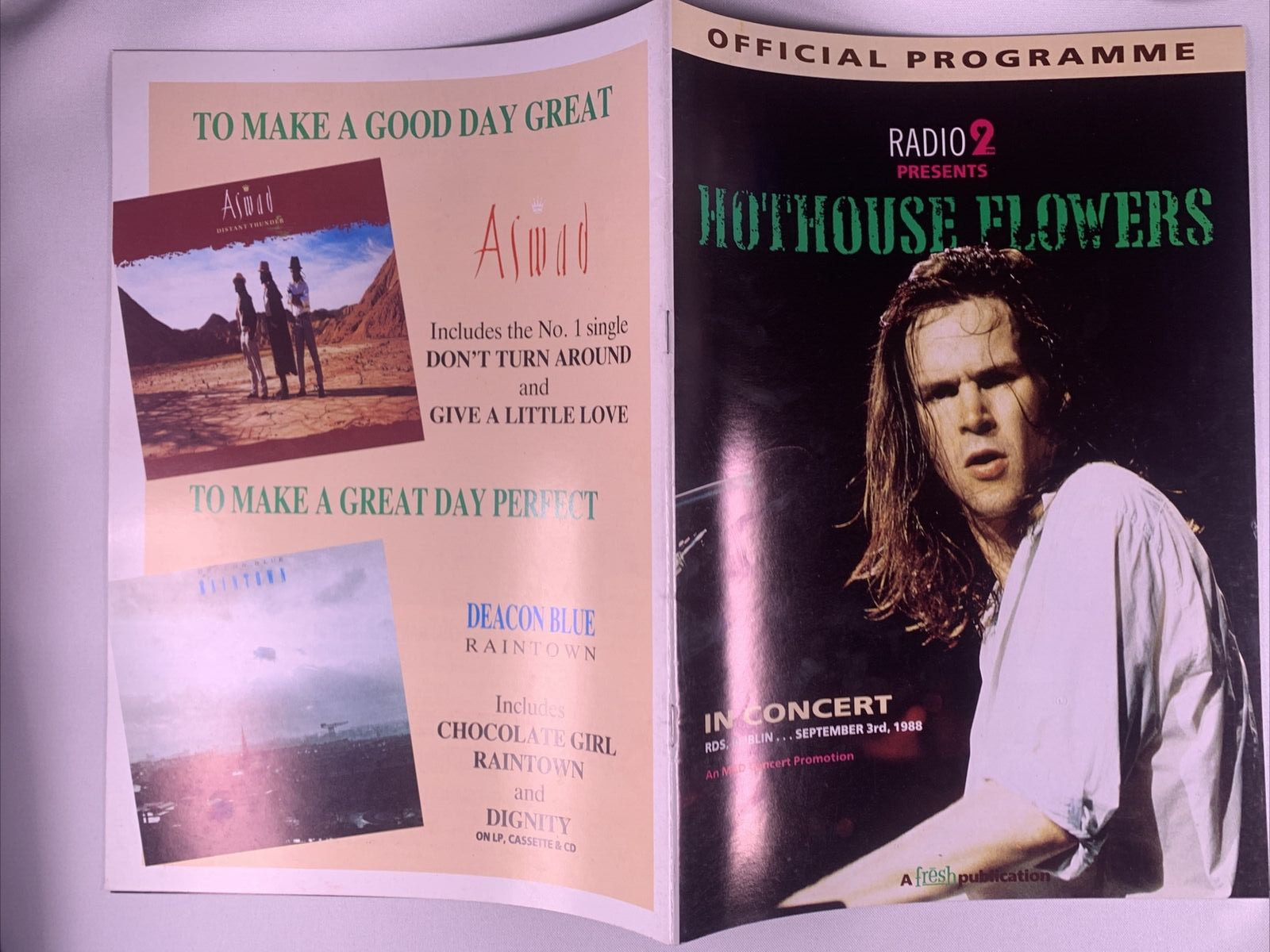 Hothouse Flowers Programme Original Vintage In Concert Radio 2 September 1988