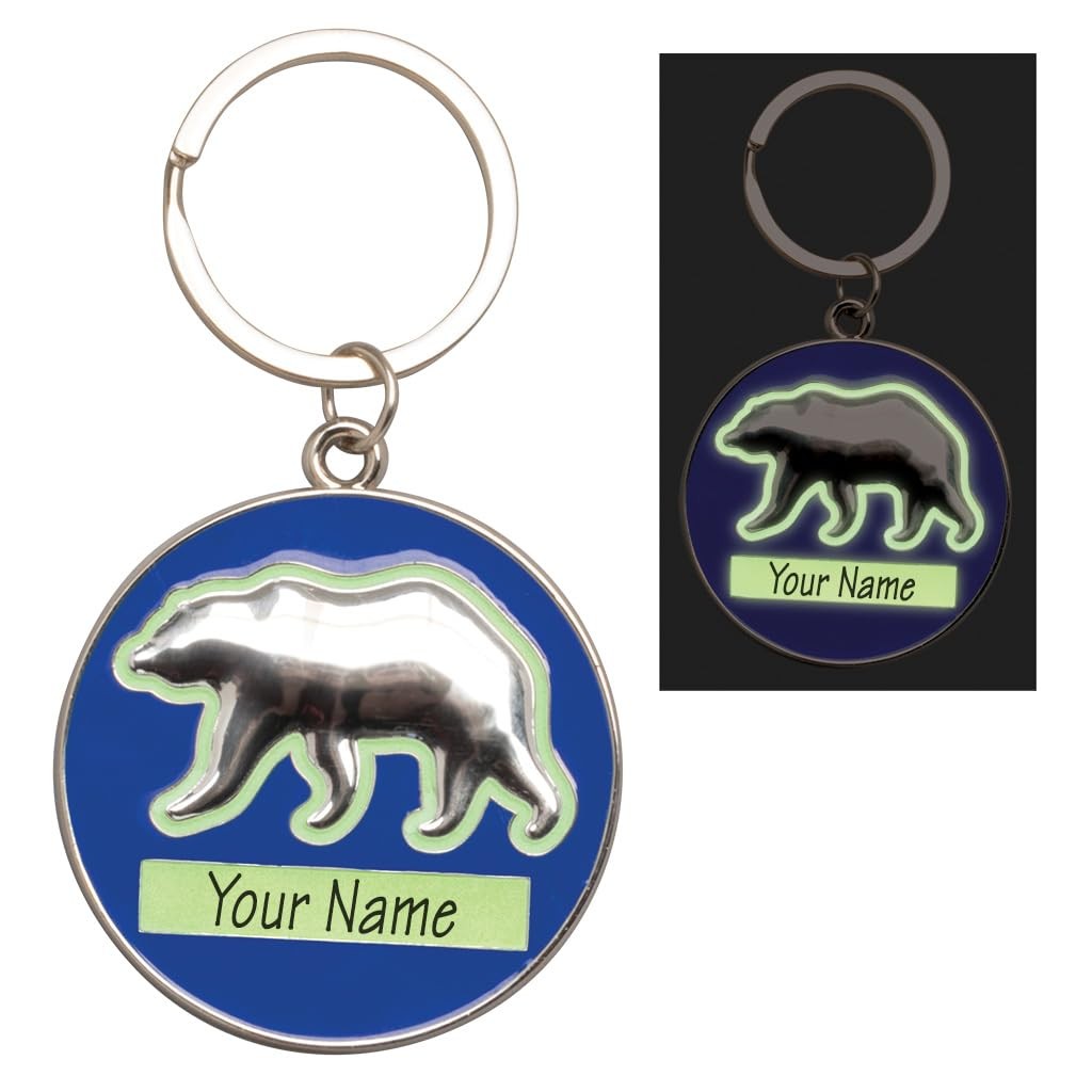 Lipco Glow In The Dark Bear Keychain, Metal