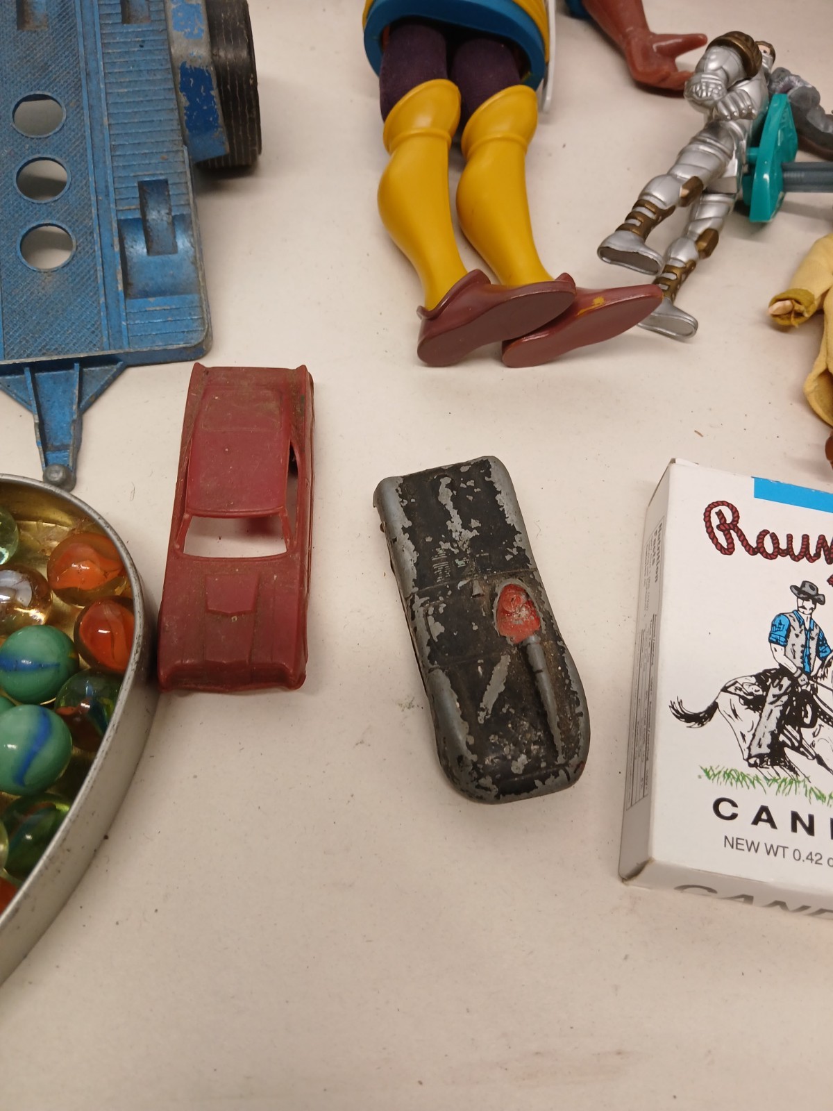 Vintage Toy Junk Drawer Lot PEZ Disney Cars Eeyore Figures Marbles Airplane