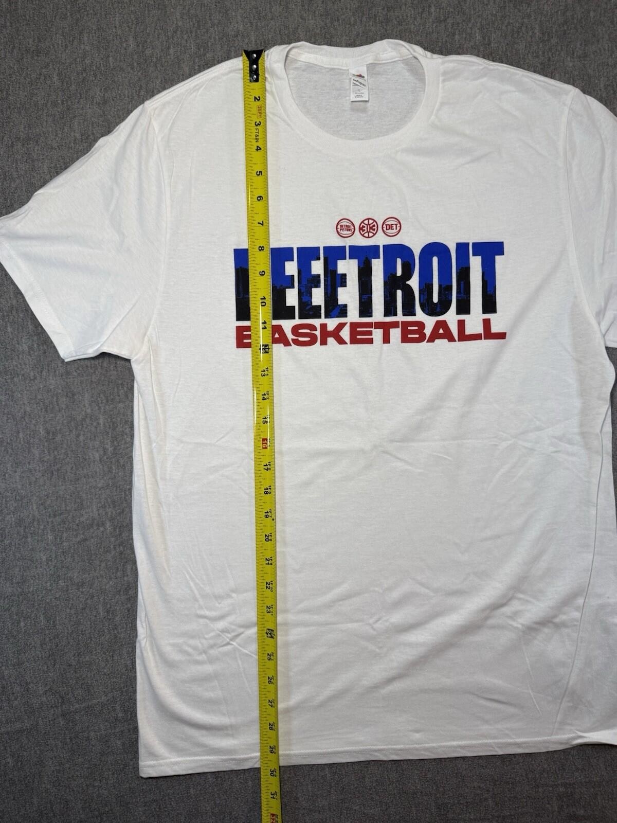Detroit Pistons Unisex T-Shirt-Large/White/NBA/313/Fruit Of The Loom