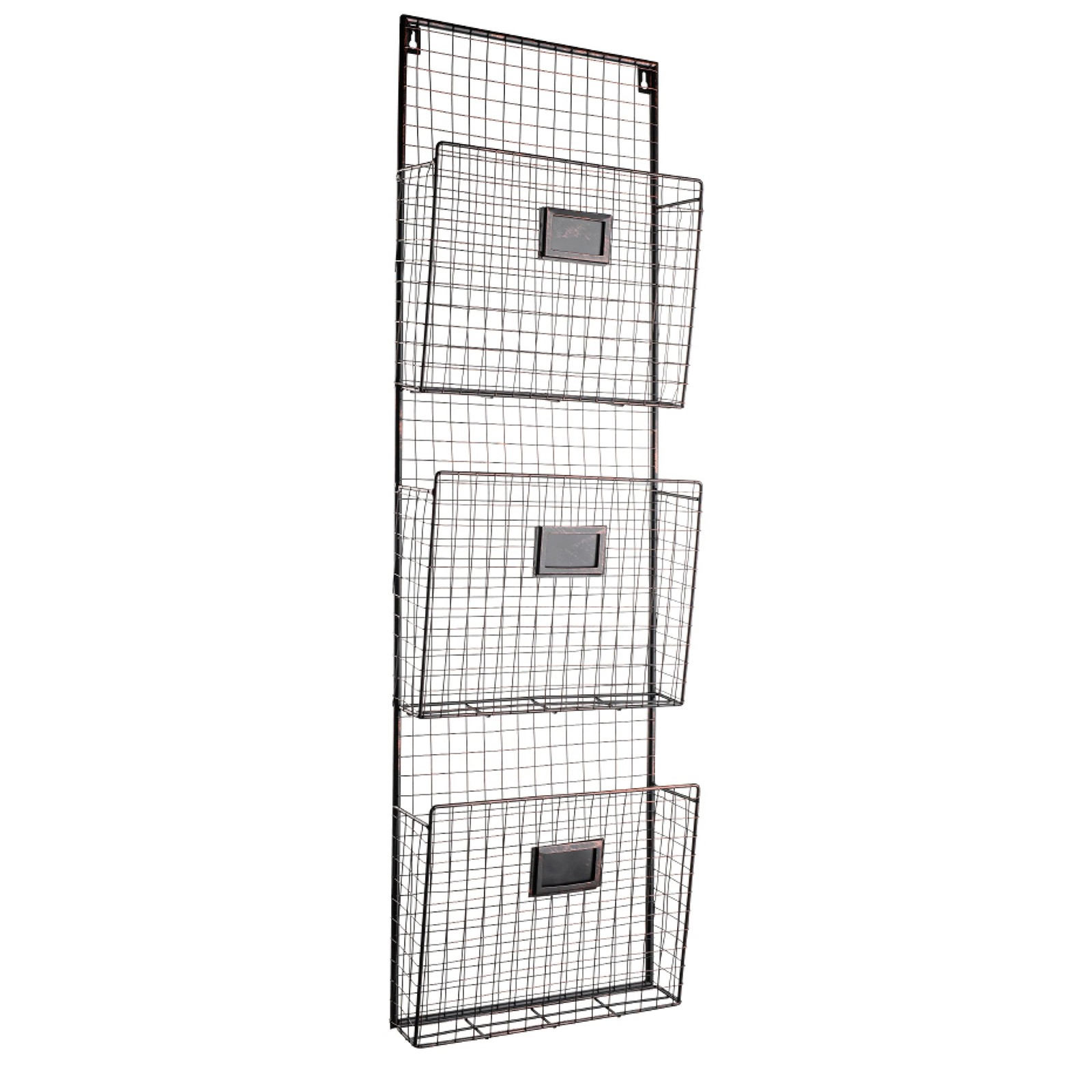 Designstyles Three Tier Copper Wall File Holder, Metal Rack for Office & Home