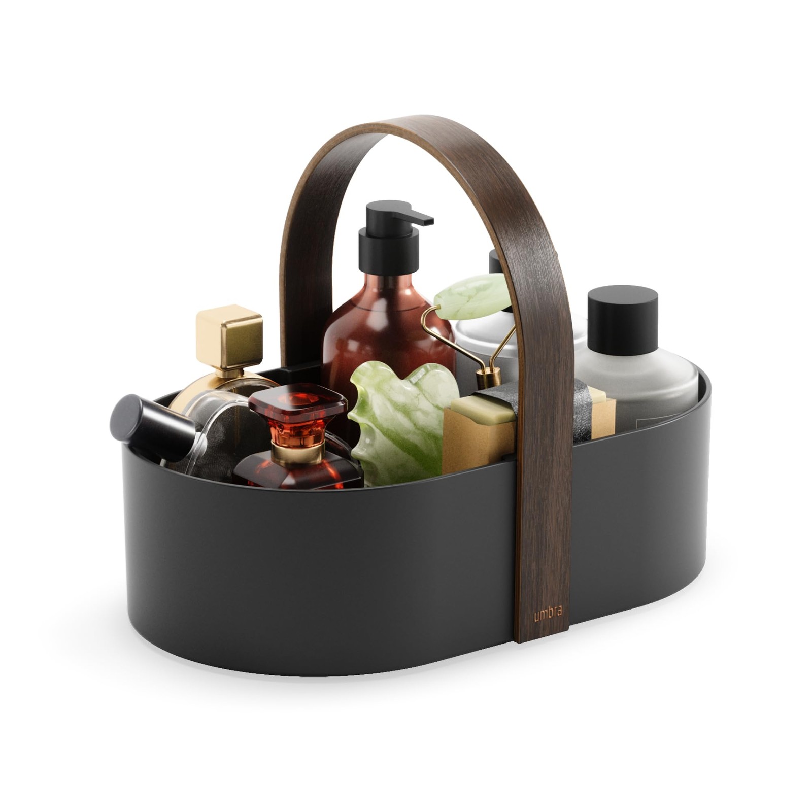 Umbra Bellwood Caddy Creme Makeup Black small Modern Zombie Office Organization