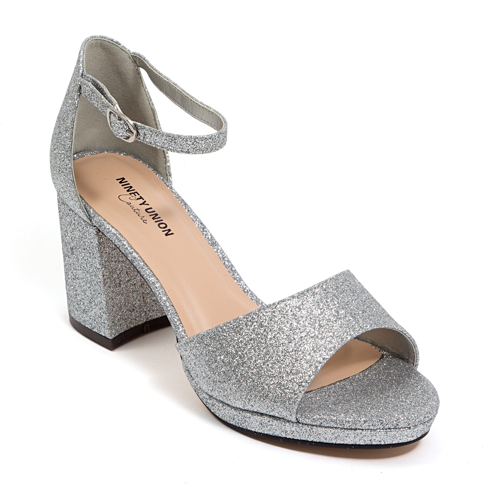 Ninety Union Jazzy Glitzy Open Till Close Back Sandal, Silver, 8