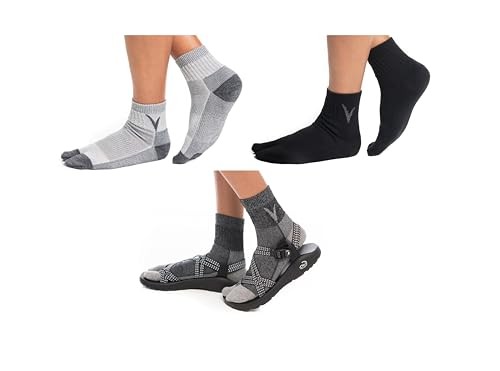 3 Pairs V-Toe Wool Tabi Flip-Flop Socks, Big Toe, Men 8.5–10.5 Women 9–11.5