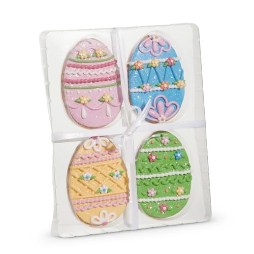 RAZ Imports Gingerbread Egg Ornaments – 4-Inch Clay, Multicolor, Box of 4