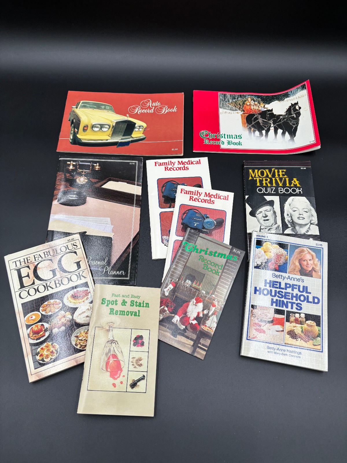 Vintage Junk Drawer Lot 10 Books/Planners Personal Auto Christmas Household Hint