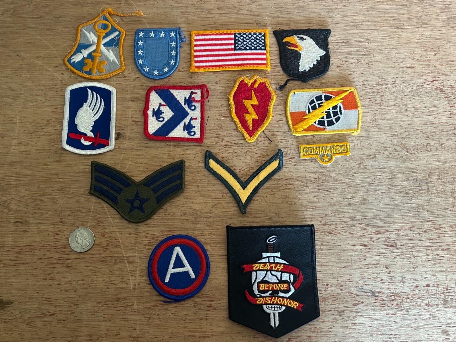 US Military Patch Junk Drawer Lot Of 13 Vintage Modern Vietnam Army Patriotic