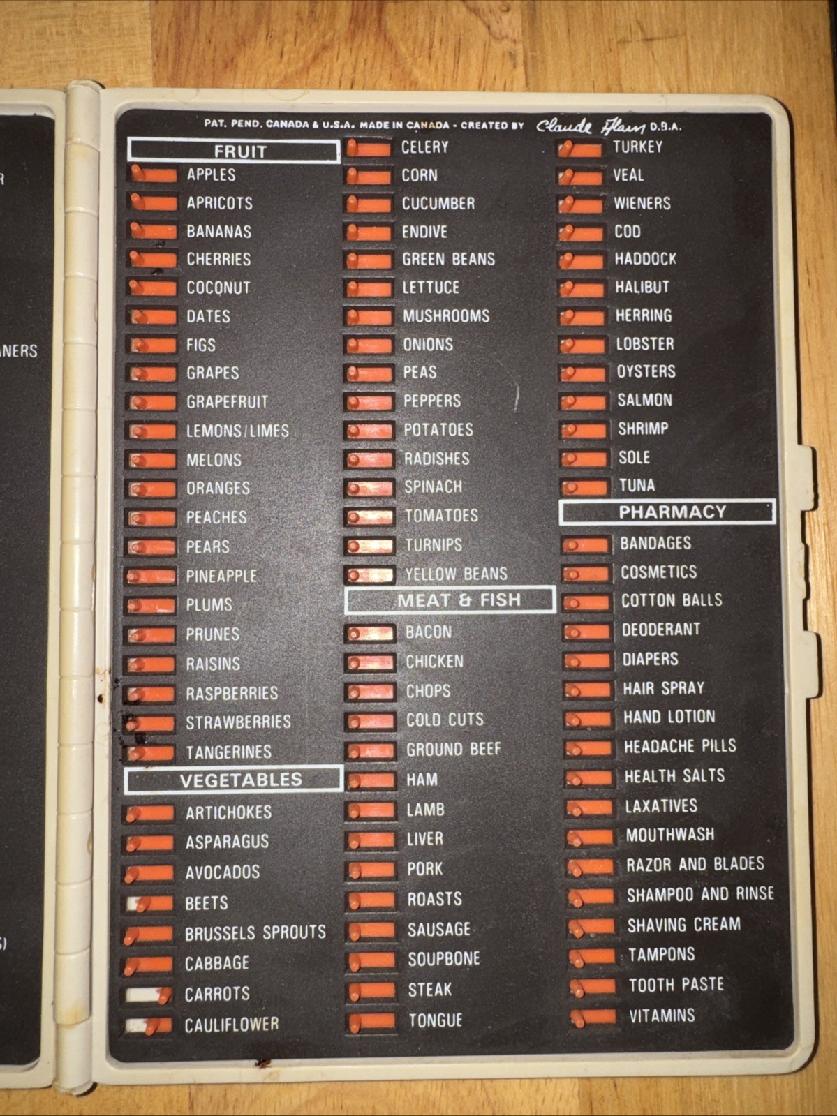 Vtg Steinberg Memorette Shopping List Claude Alain Slide Tab Reminder 60’s NRP