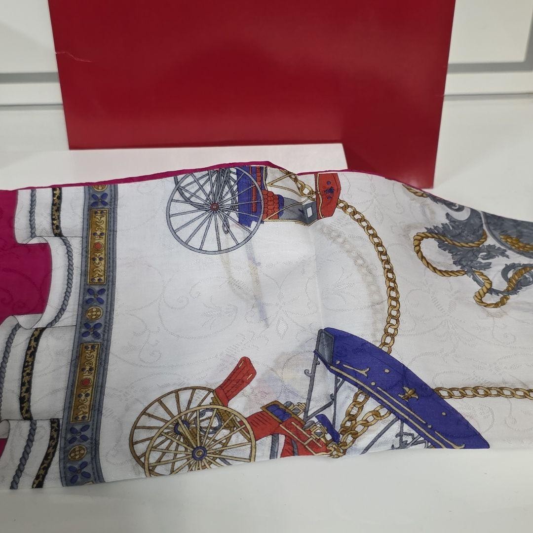 CELINE Handkerchief Scarf Elegant Brand Pink White Pattern New