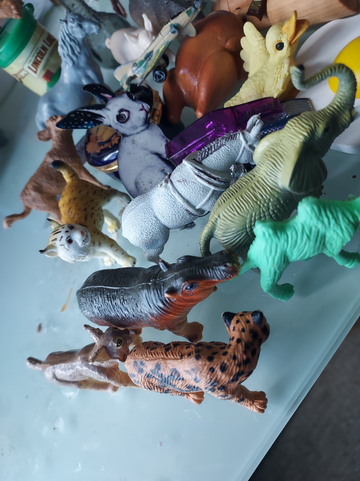Box Of 75+ Smalls Figures Animals Objects Toys Minis Dollhouse Dioramas Vtg new