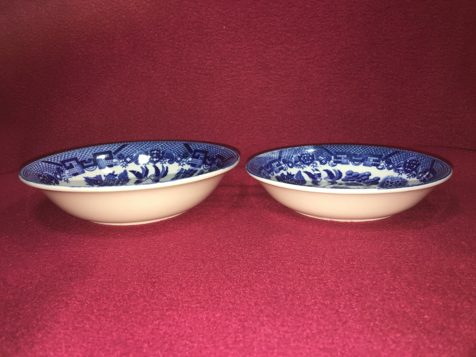 1950s Set of 2 Japan Blue Willow and Birds Saucers