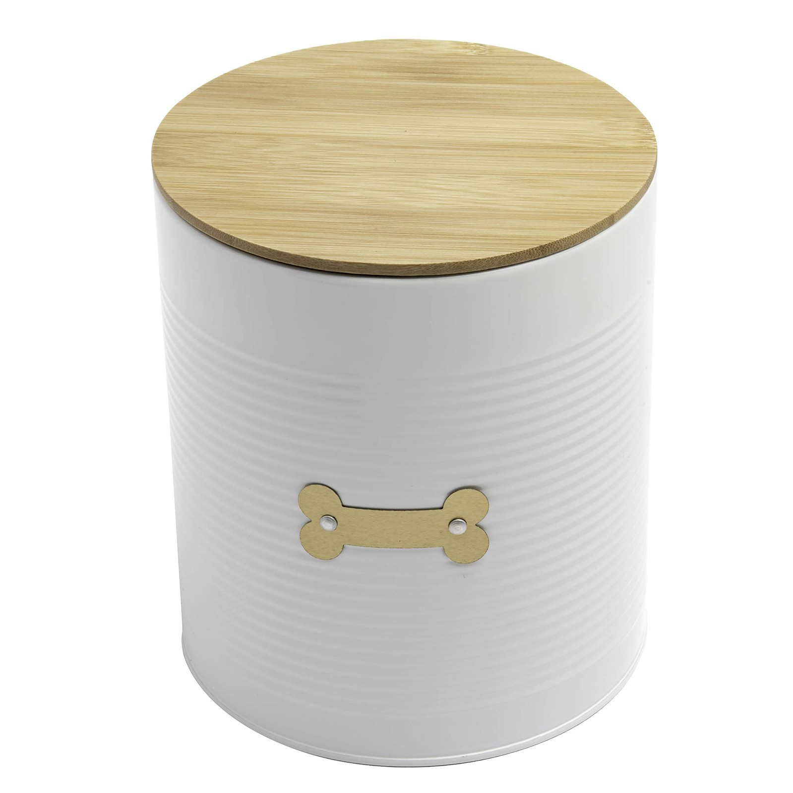 Park Life Designs Metal Pet Treat Jar with Airtight Lid, White 2.25 Qt