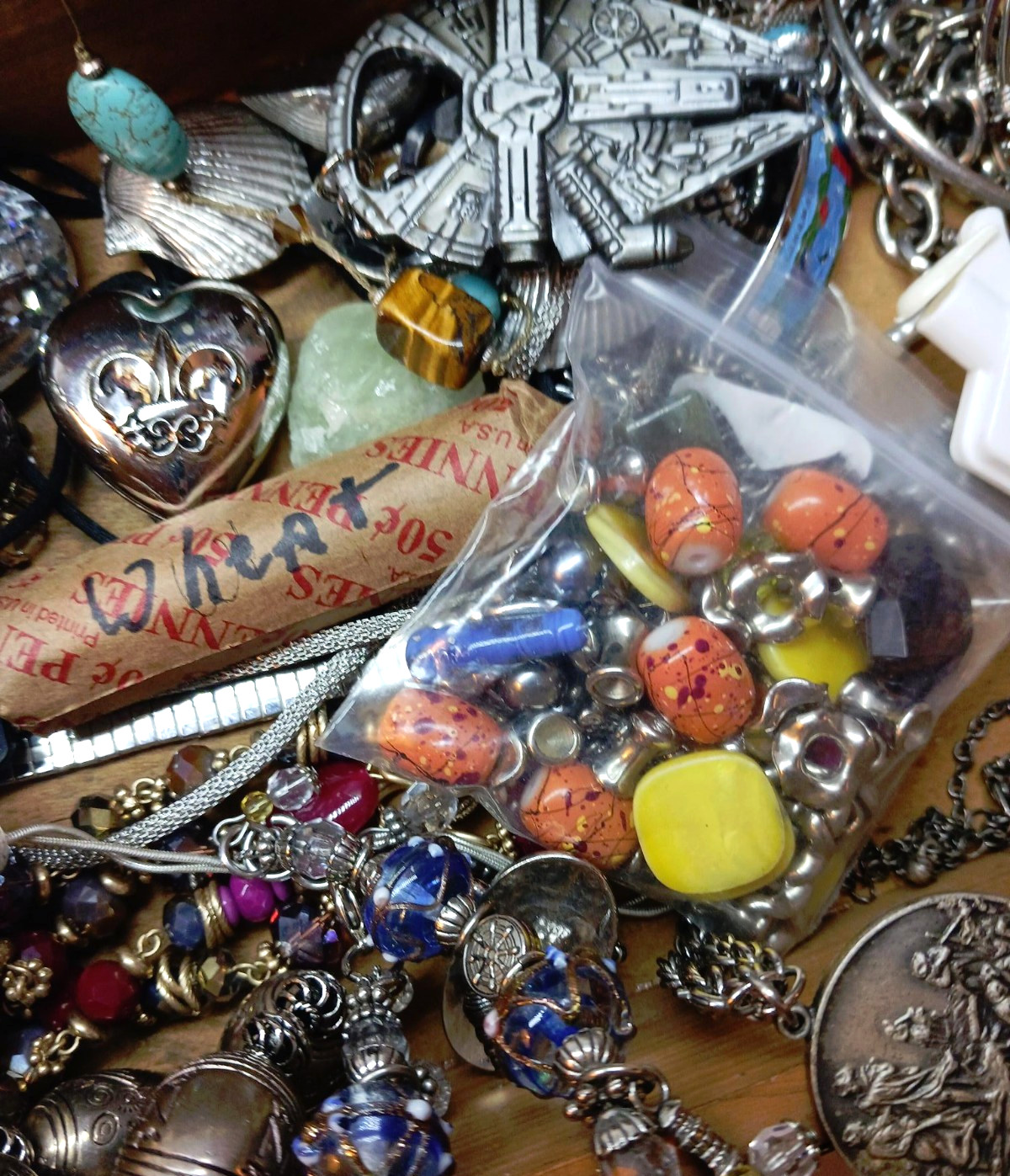 Junk Drawer Jim Beam Lionel Millennium Falcon Jewelry 50’s Wheat Pennies w/ Box