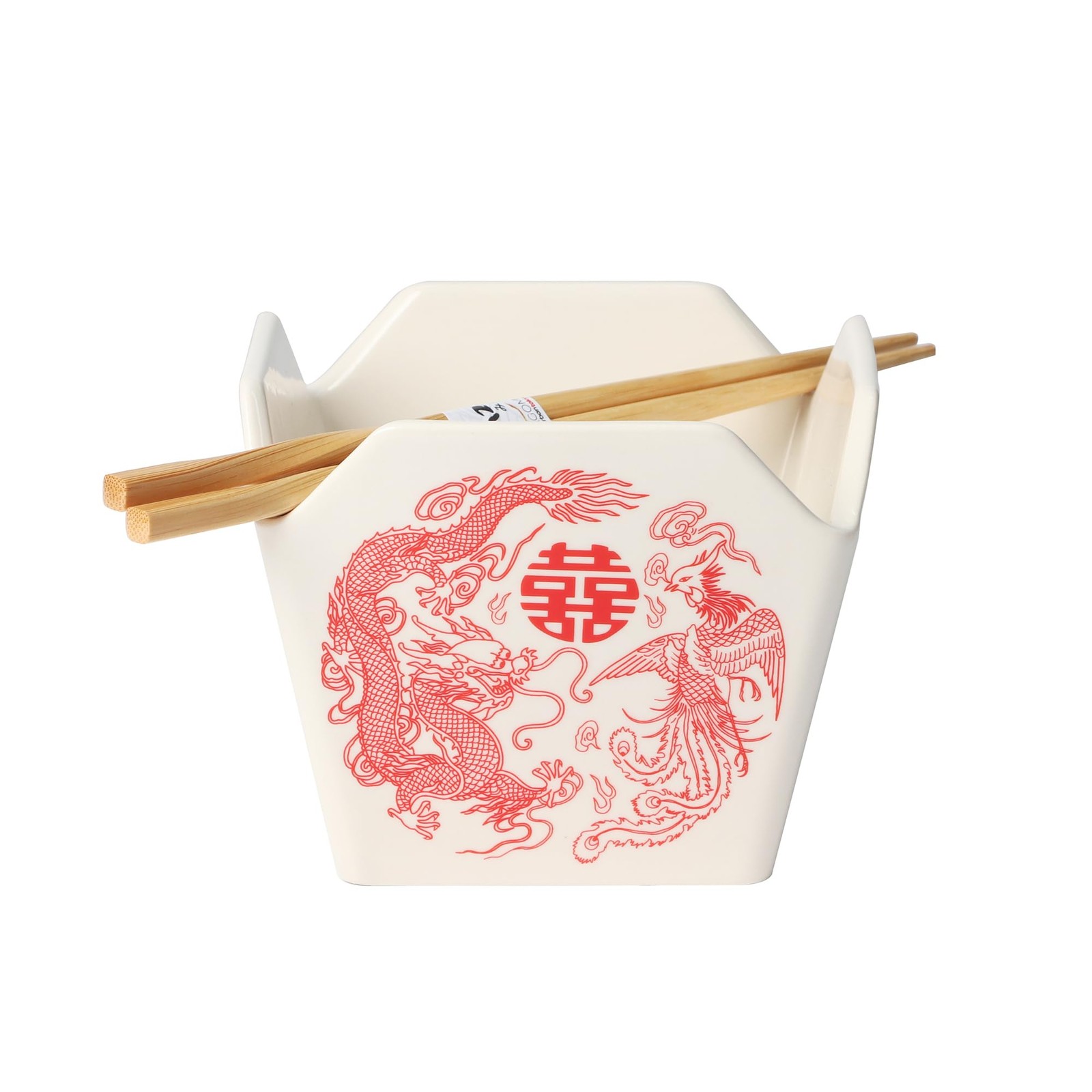 Urban Tokyo Chinese Takeout Porcelain Bowl 18oz w/ Chopsticks – Phoenix & Dragon