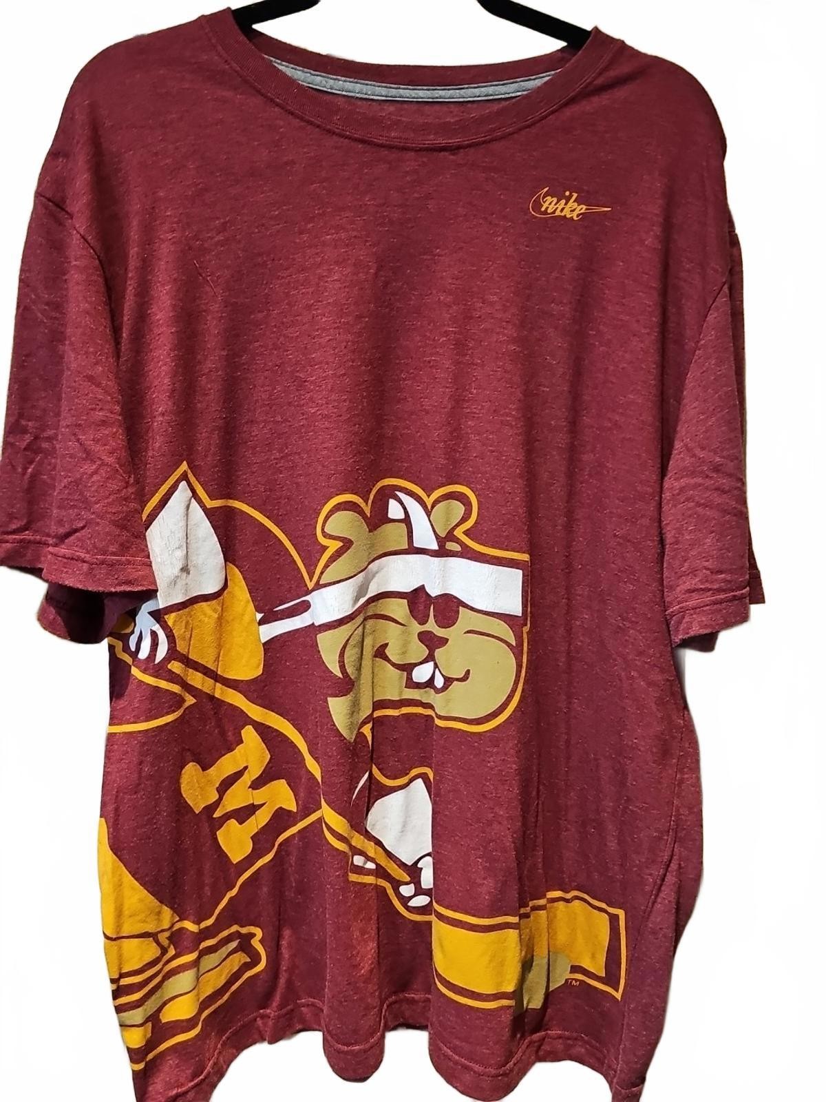 Nike Minnesota Golden Gophers Hockey Mens Size 2XL Maroon T-Shirt