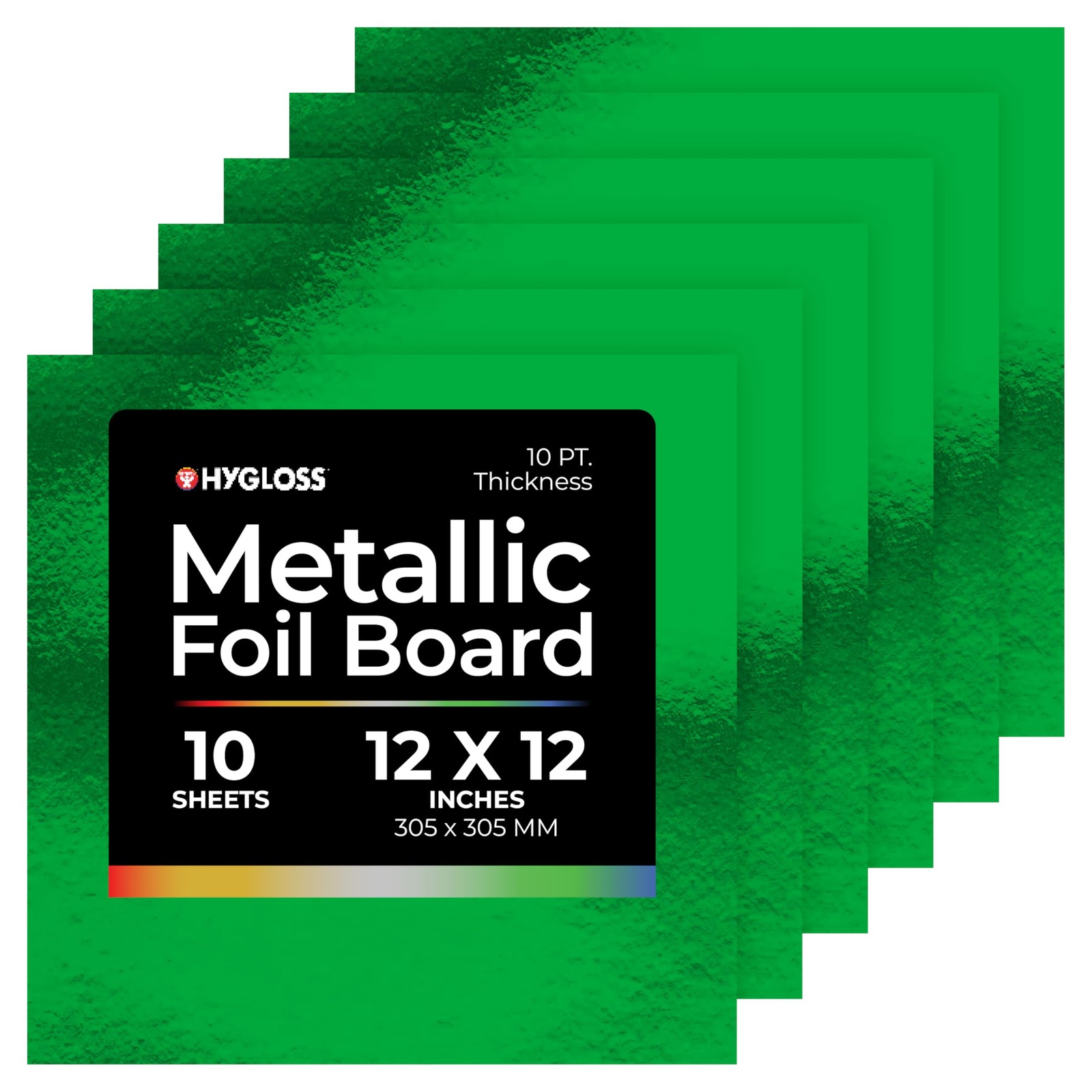 Hygloss Products Metallic Foil Board Sheets – 12 x 12 Inches – Green, 10 Pack
