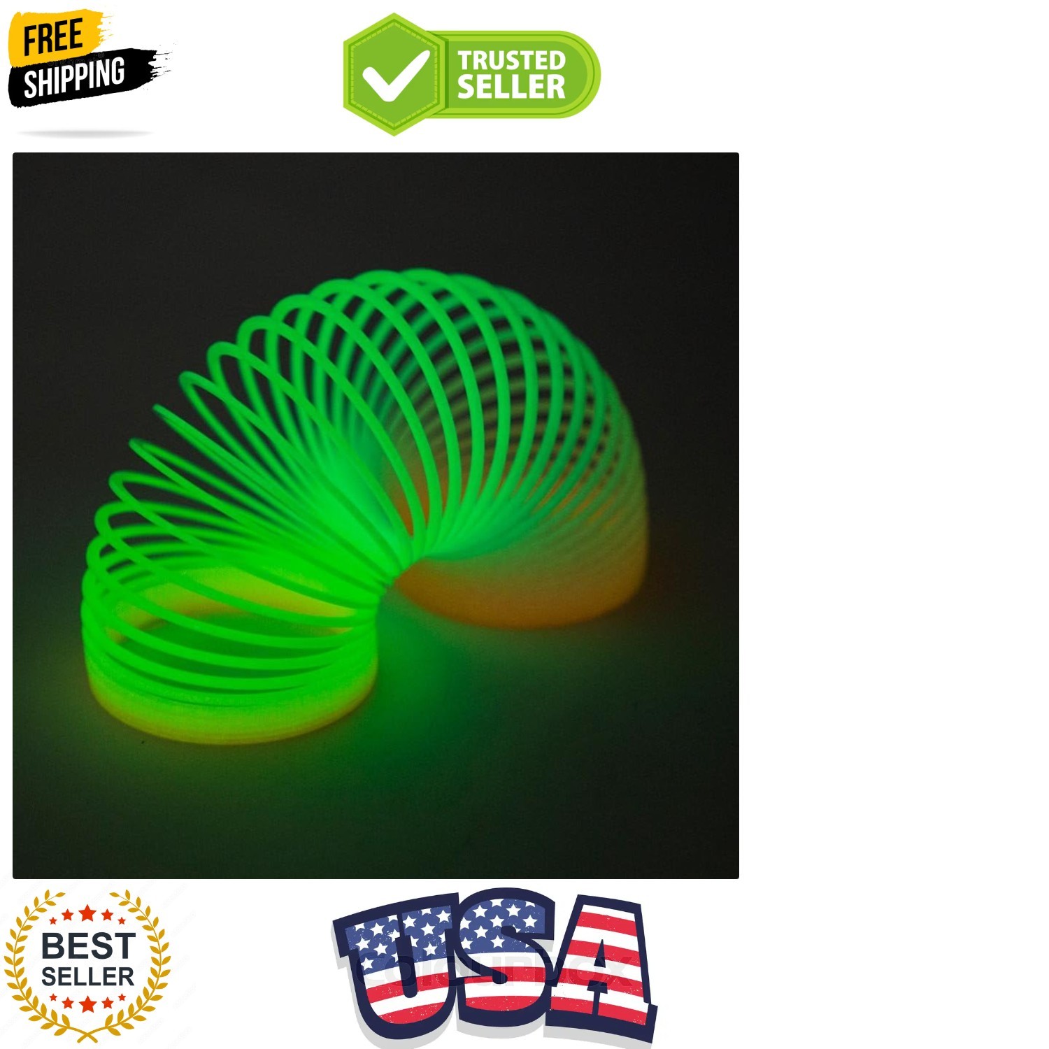 3 Inch Glow-in-The-Dark Coil Spring, One per Order
