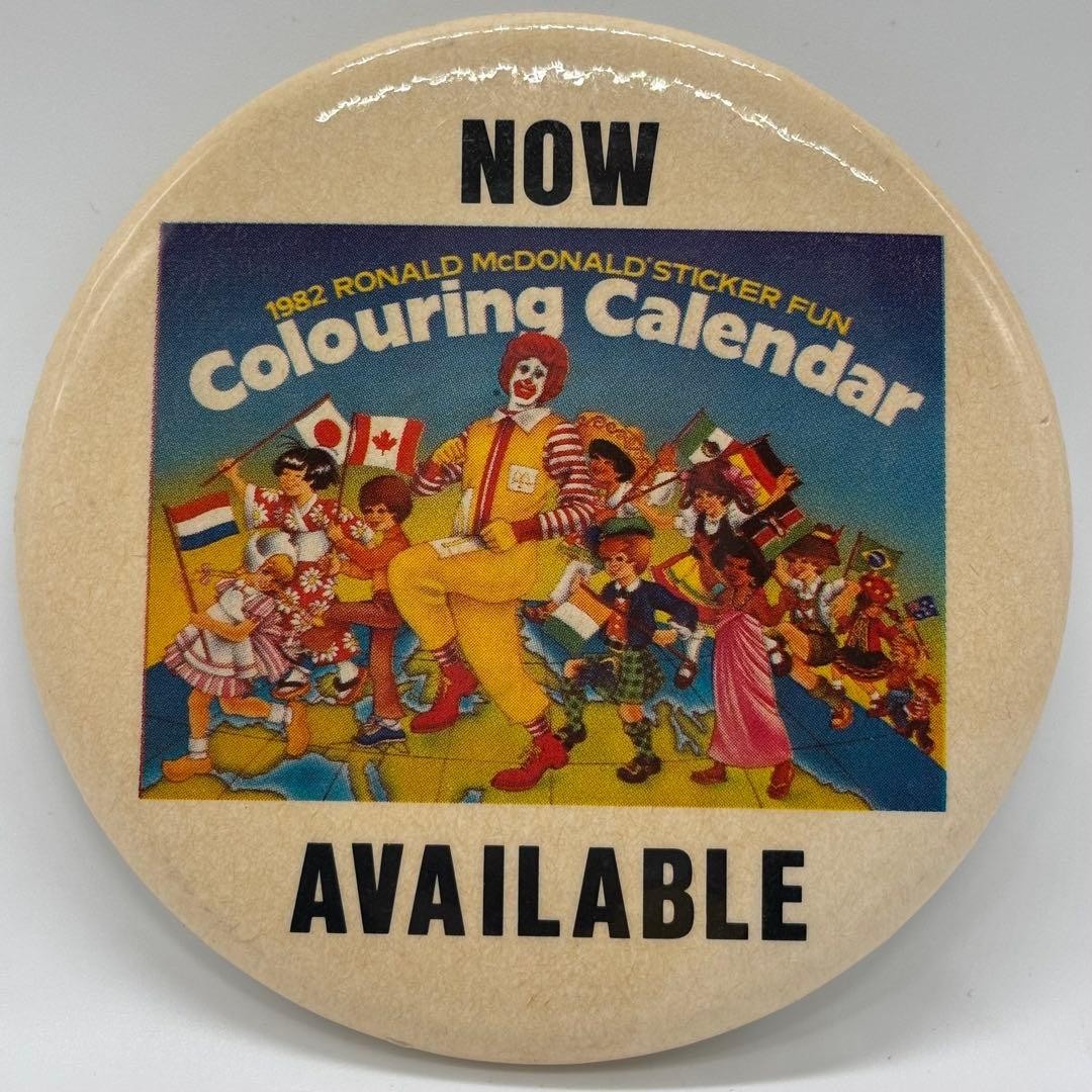 80s Vintage Large Can Badge McDonald’s Calendar