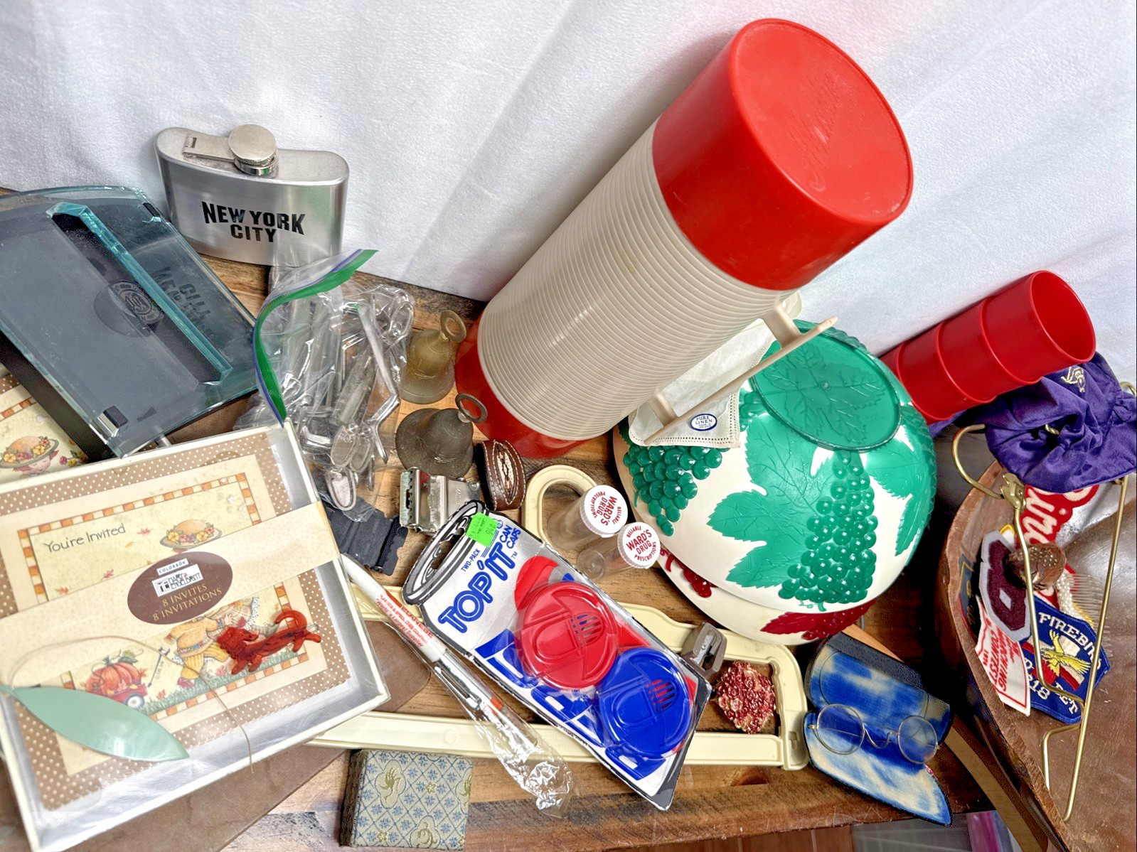 Junk Drawer Lot Vintage Estate Mix Retro Home Decor Kitchen Colorful Crafts