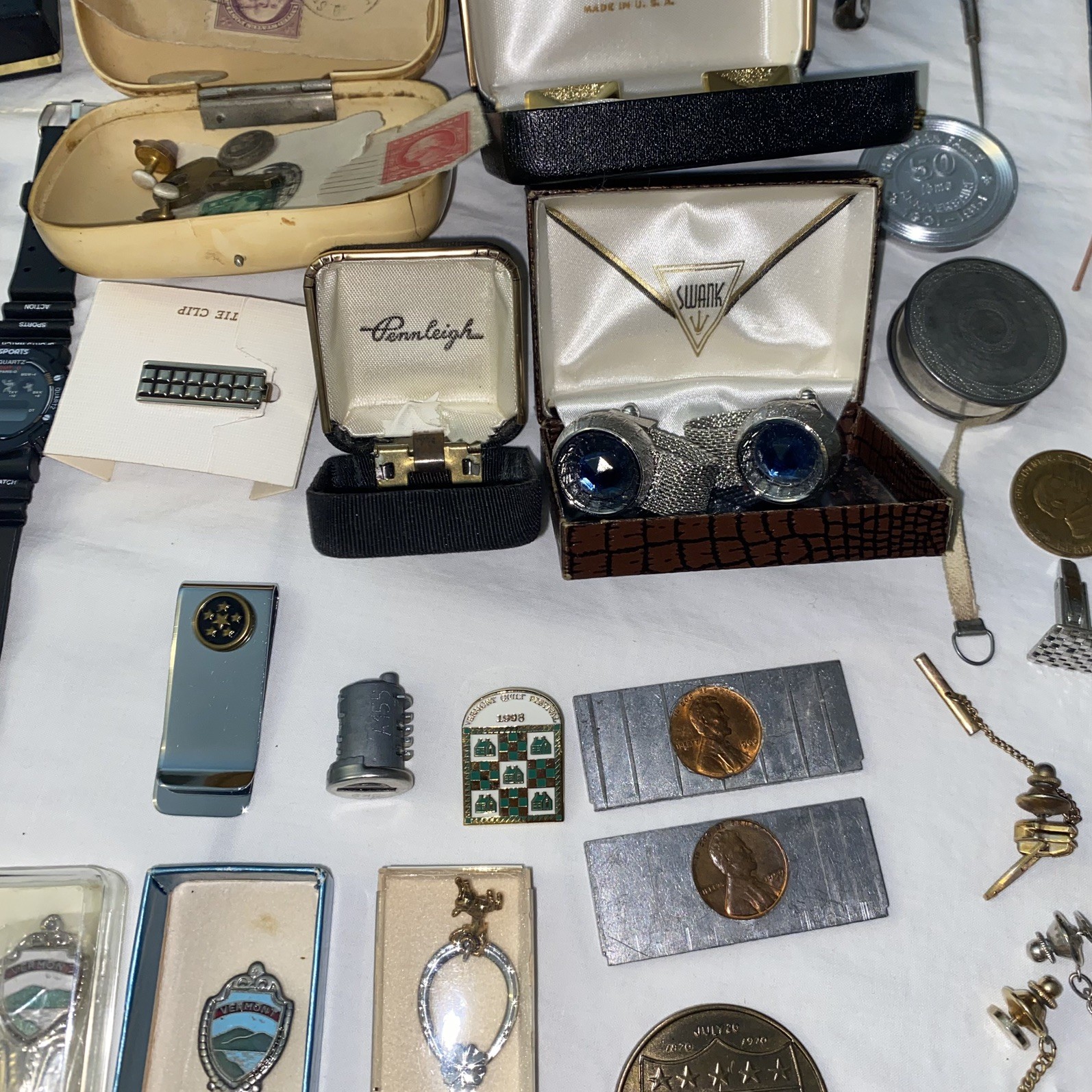 Beautiful Vintage Junk Drawer mixed Lot Watches Medals Pins Jewelry etc!