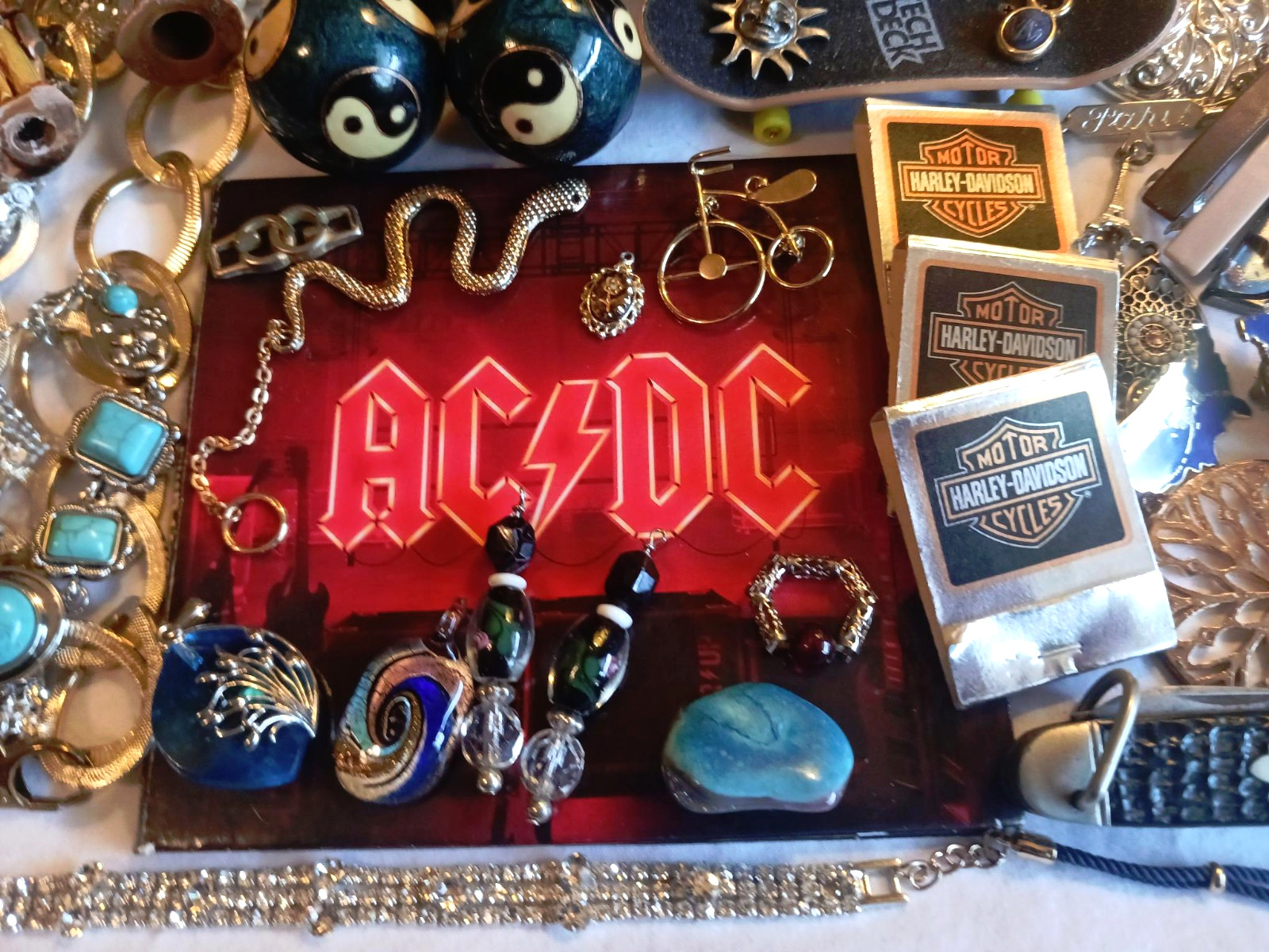 Junk Drawer – AC/DC Harley Davidson Scout Knife Jewelry Watch Works and Stuff
