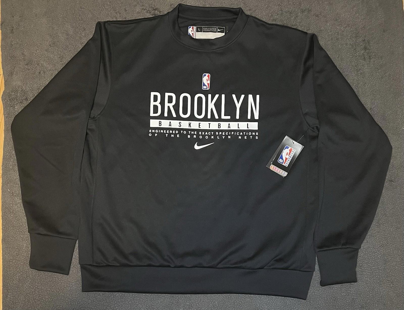 Nike NBA Brooklyn Nets Crewneck Sweatshirt CN5921-010 Large Tall Black