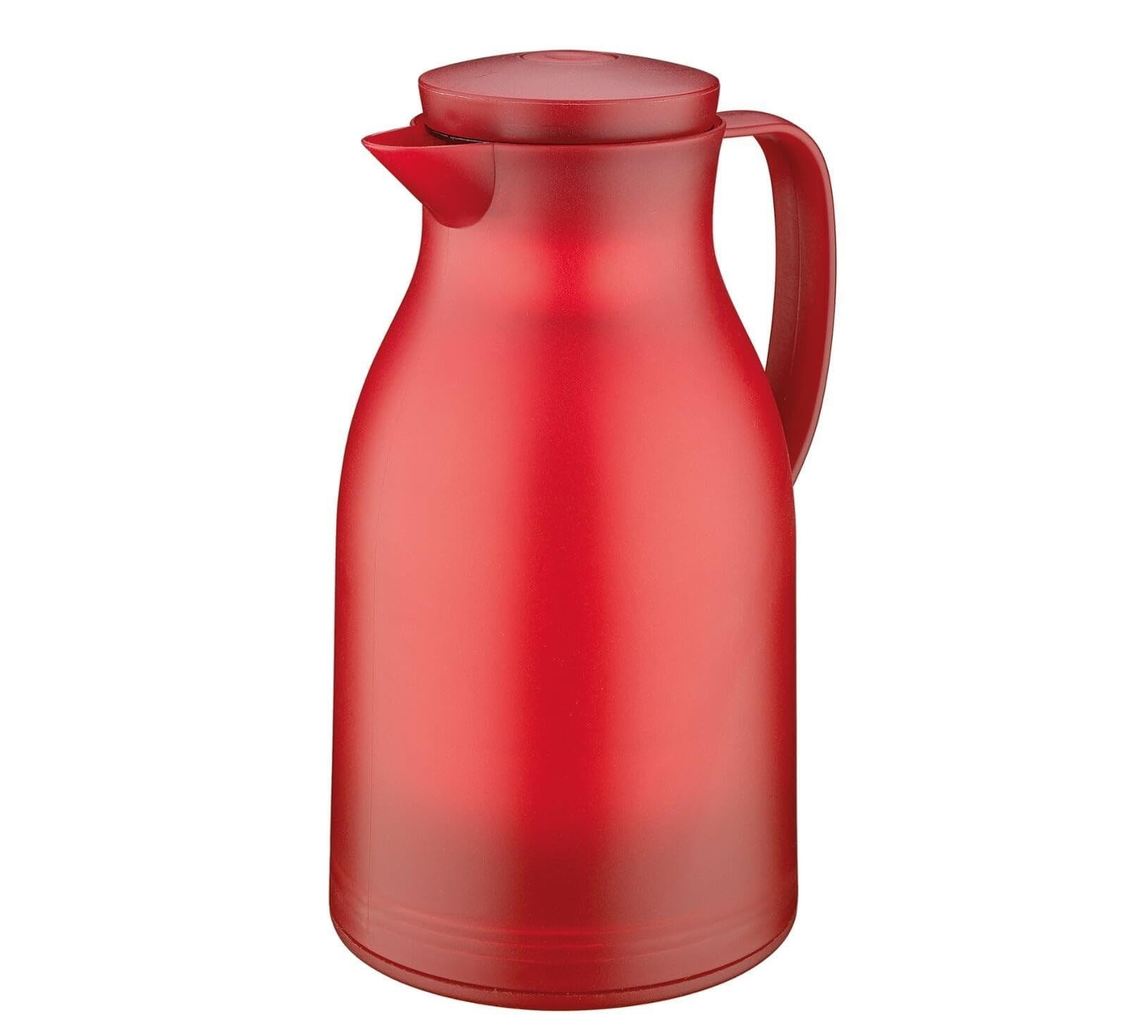 Cilio Monza Insulated Glass Beverage Server 34 oz Hot Cold Carafe Red