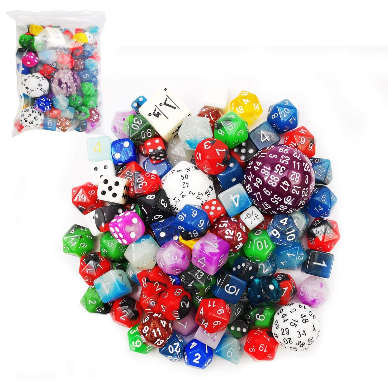 BESCON DICE Big Better Rejects 100 Plastic Multicolor Standard Functional Gaming
