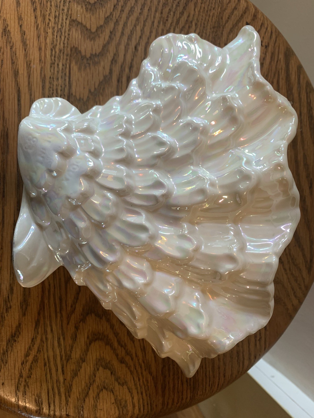 Vintage Maddux Of California Iridescent Shell Vase Planter Cream Color