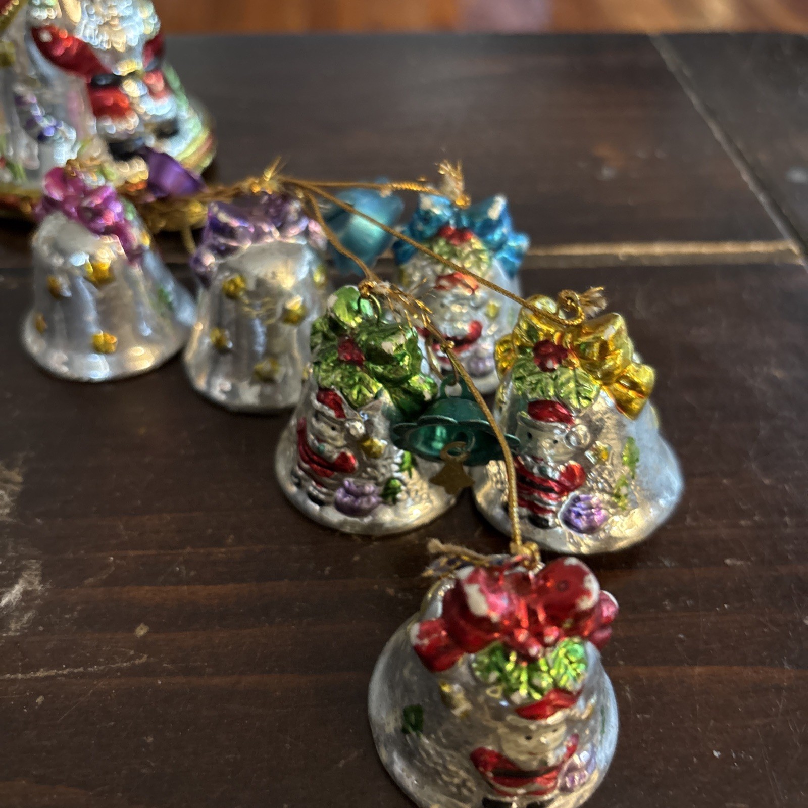 Vintage Santa Bell Wind Chime | Colorful Christmas Decor
