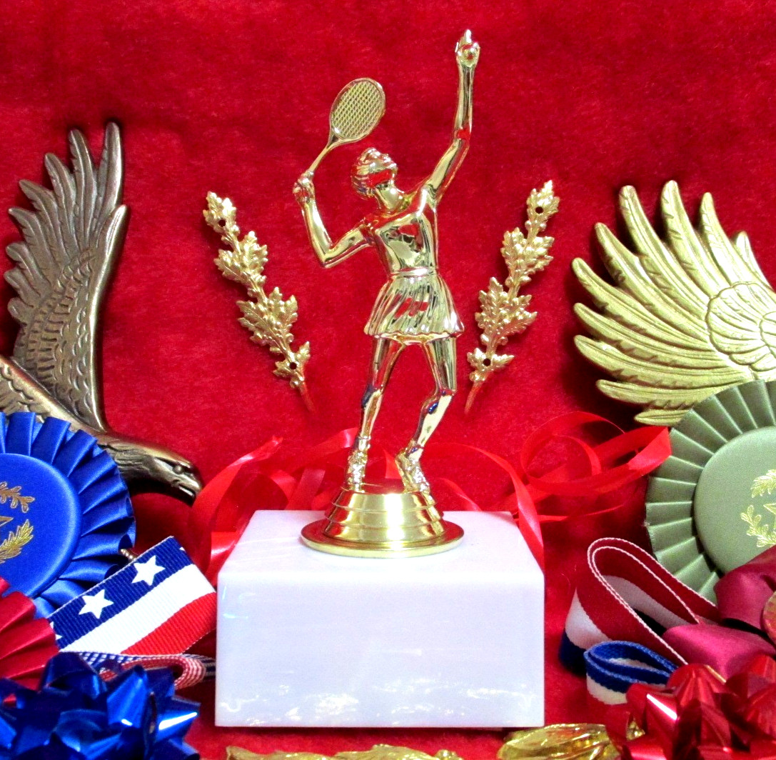 TENNIS Trophy, Girls Female MVP Team Coach Special Award Marbelite Base FastShip