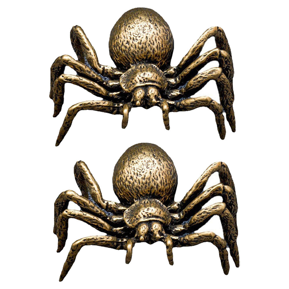 2-PACK Brass Spider Animal Statue Mini Sculpture Tabletop Statue Home Decoration