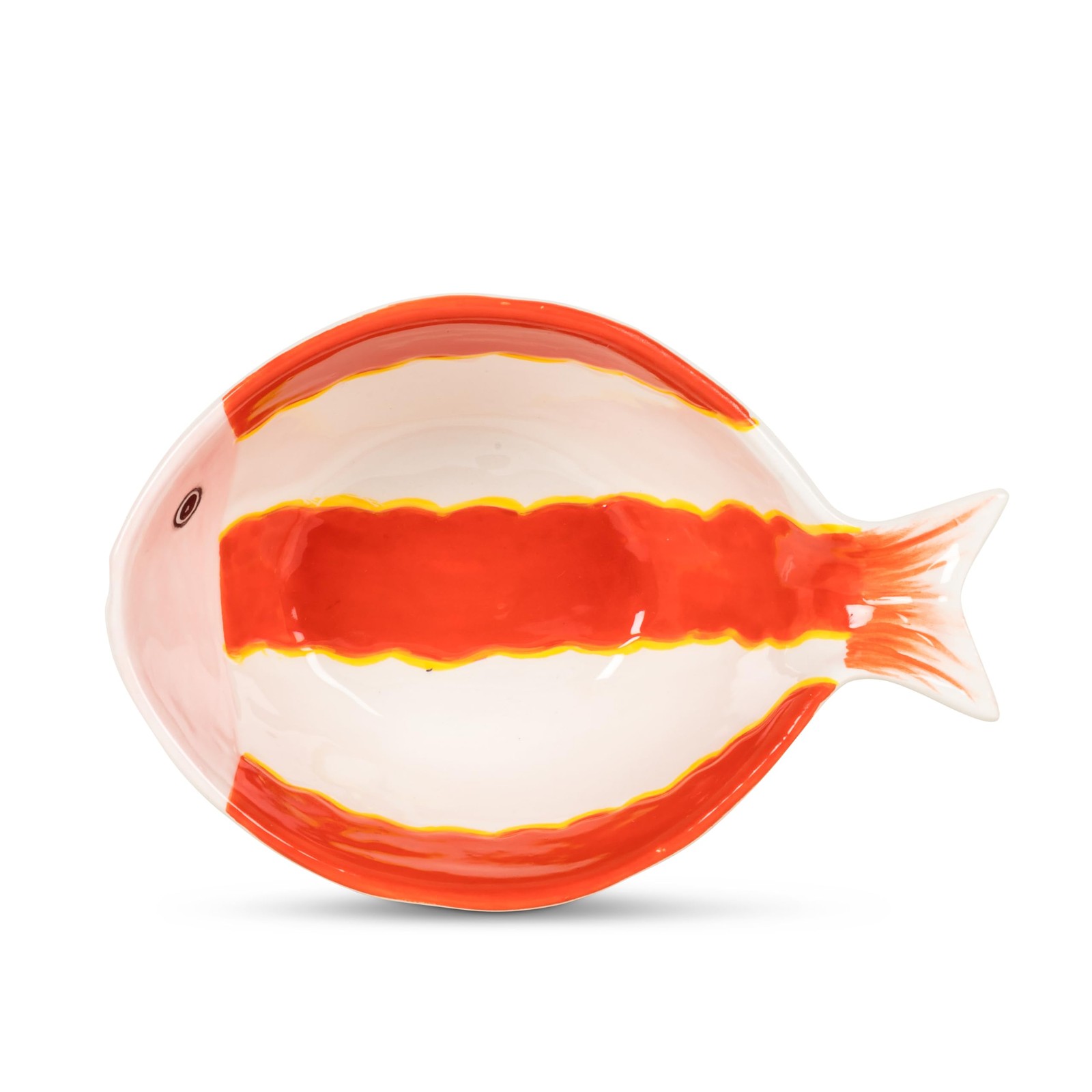 Abbott Collection Striped Fish Bowl, Medium, 6-Inch, Orange, Pink, Ceramic
