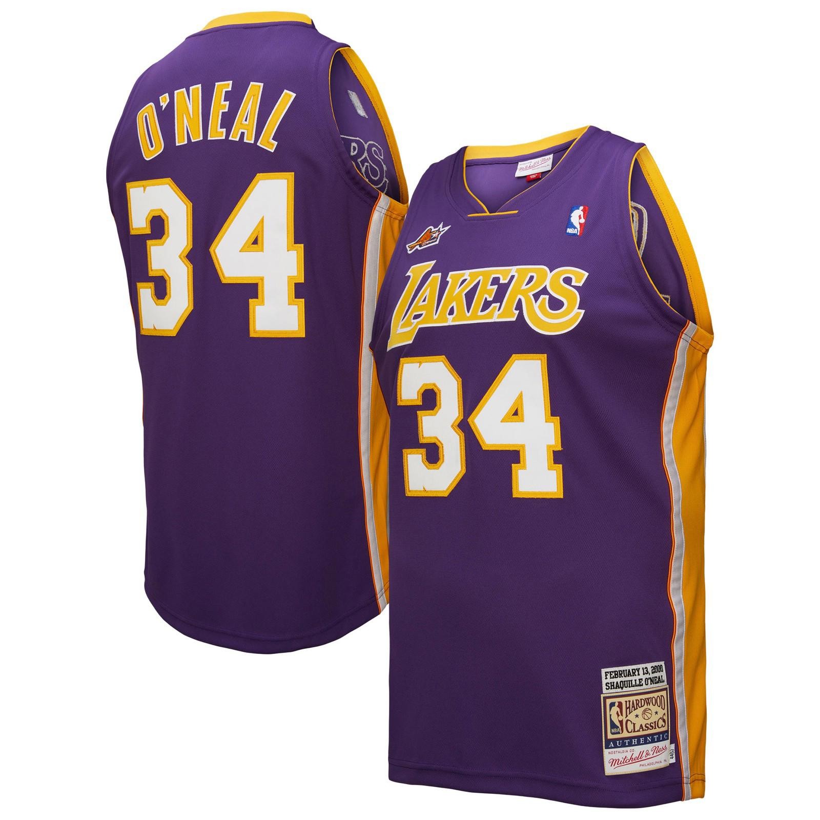 Men’s-Mitchell & Ness Shaquille O’Neal Purple Los Angeles Lakers 2000 NBA SMALL