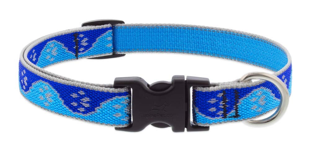 Lupine Large Reflective Dog Collar 3/4″ Wide Blue Paws Adjusts from 15″ to 25″