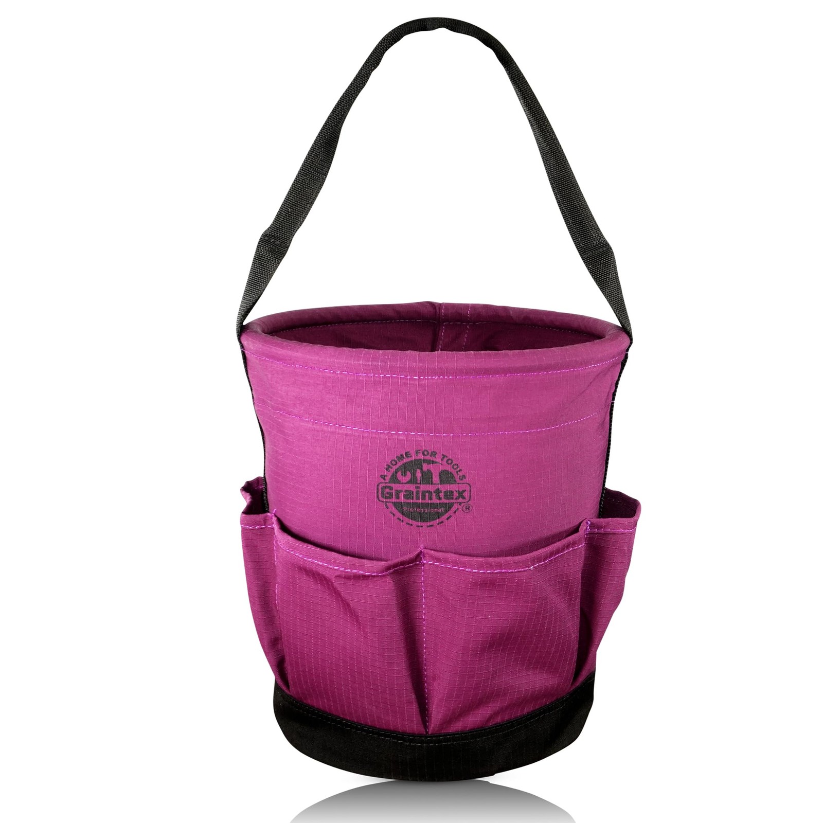 Graintex Tapered Canvas Tool Bucket, 12″x10″x15″, 6 Pockets, Ripstop, Purple