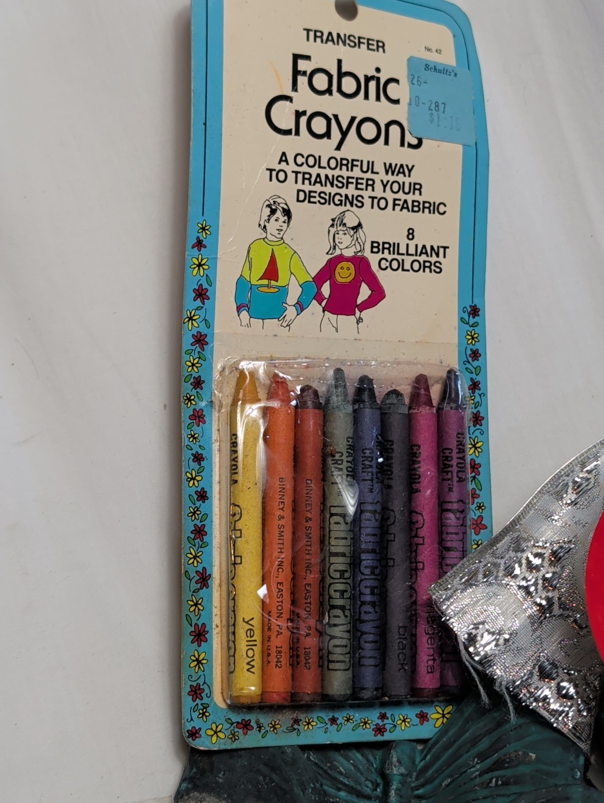 Huge Vintage Craft Lot Fabric Crayons Sewing Set Beads Wire Ribbon Decals DIY