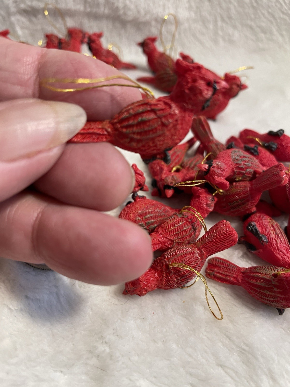 Miniature Bird Cardinals, Doll House Minis 31 count, Resin, charm loops