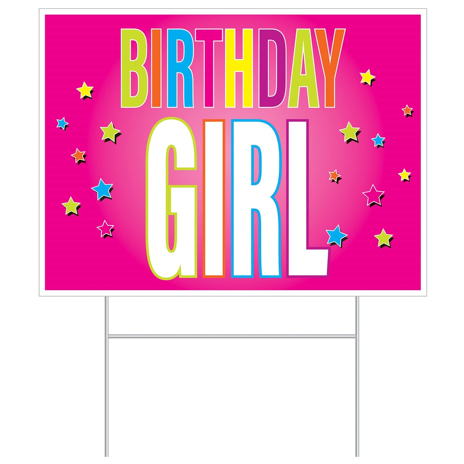 Beistle Birthday Girl Yard Sign with Stake 11.5×15.5 Outdoor Lawn Decor