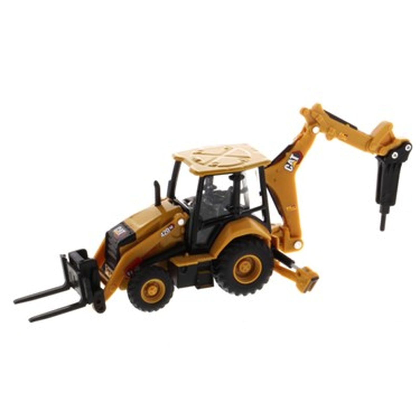 Diecast Masters Caterpillar 420 XE Backhoe Loader Auger Metal Yellow 4in Age 14